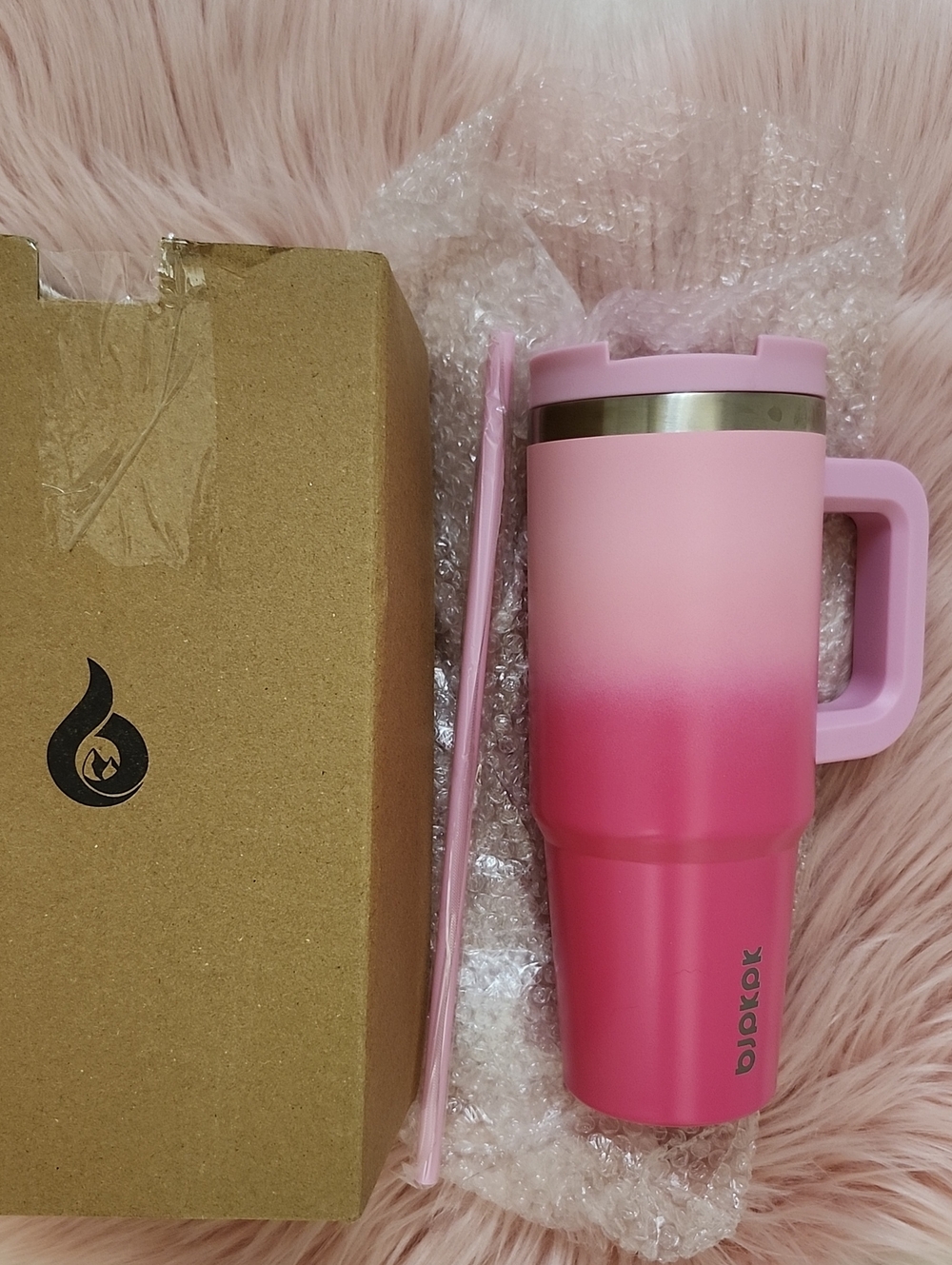Brand New BJPKPK STAINLESS STEEL TUMBLER W/BUILT-IN STOPPER STRAW